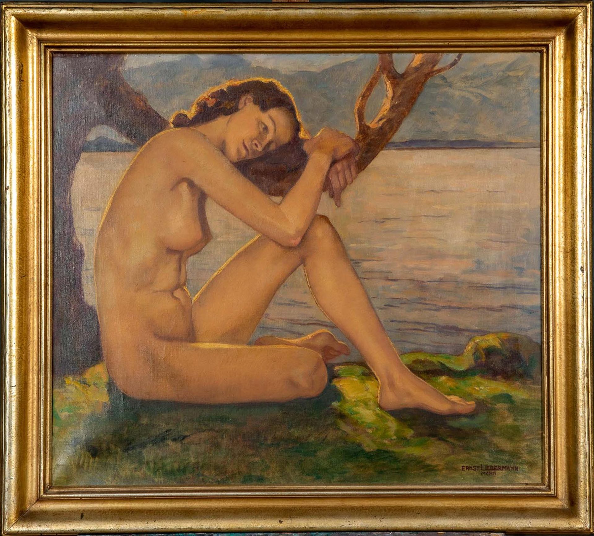 "Abendruhe" Gemälde der wohl 1920er/ 30er Jahre, Öl auf Leinwand, ca. 76 x 85 cm, unten rechts sign