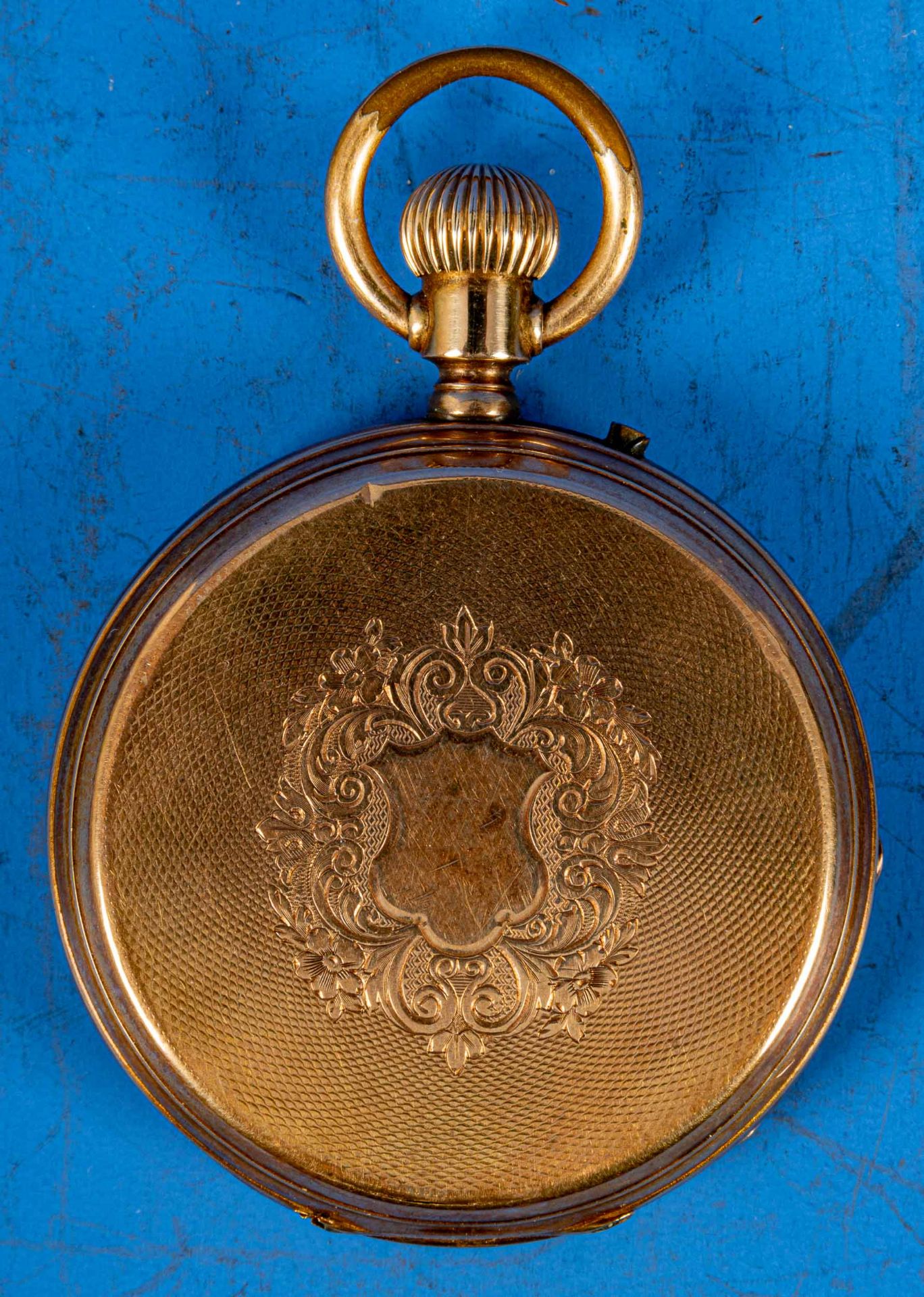 Antike Sprungdeckeltaschenuhr um 1900, vergoldeter Staubdeckel, Glas defekt, Werk ungeprüft, Gehäus - Bild 5 aus 15