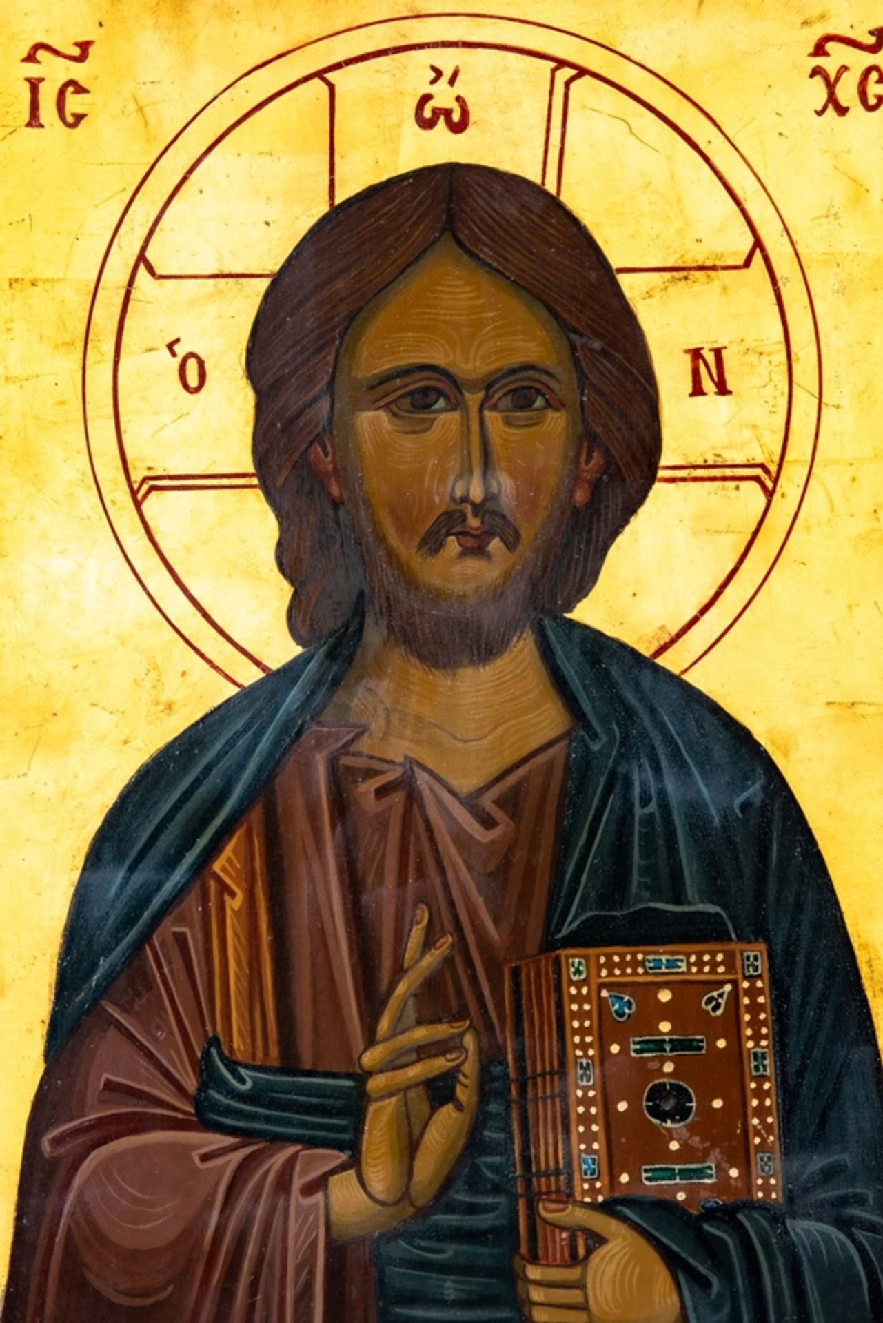 Ikone mit "Christus Pantokrator", spätes 20. Jhdt., ca. 40 x 30 cm, geringe Randschäden. - Image 2 of 6