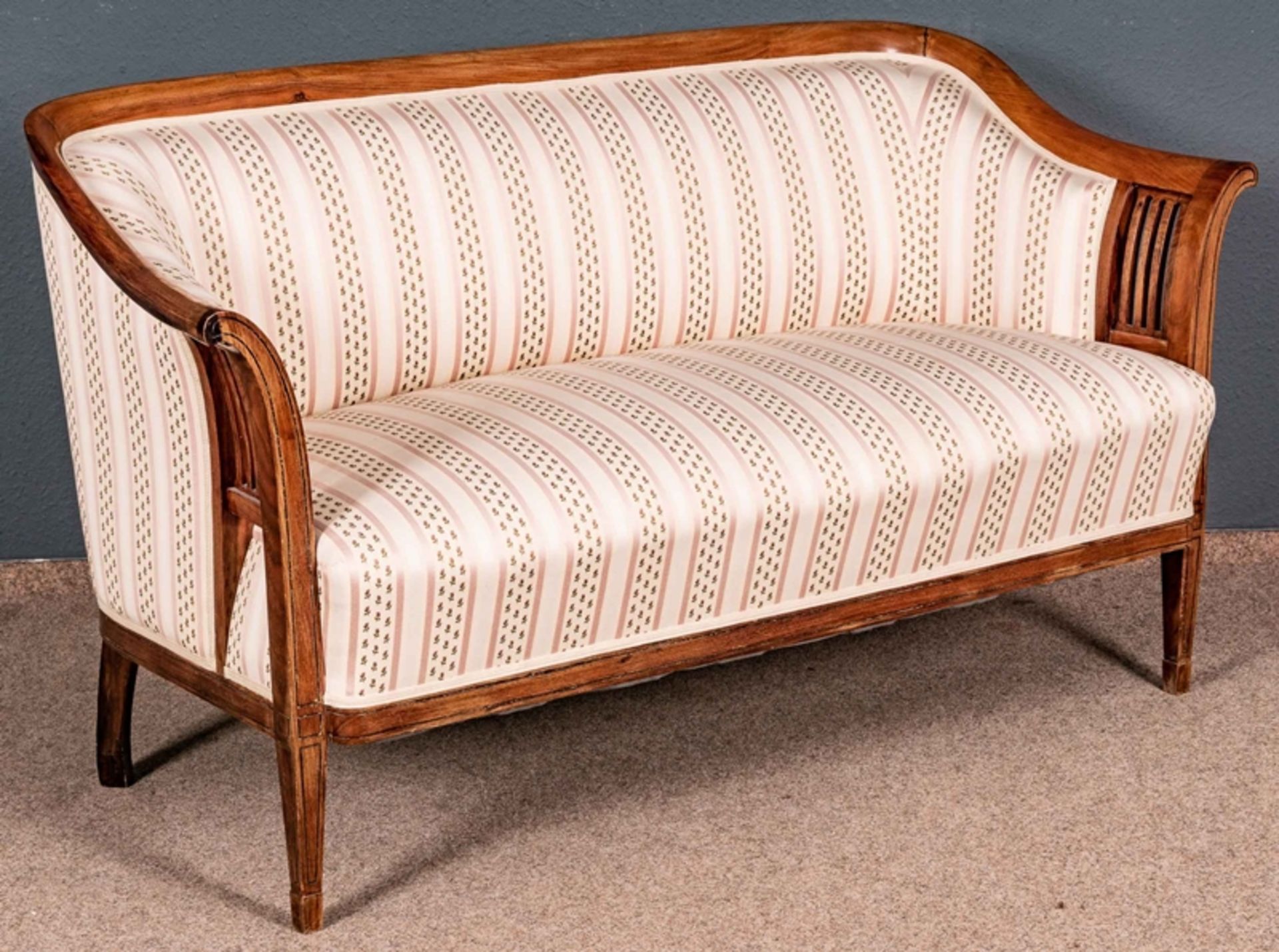 Antikes Polstersofa, Jugendstil um 1910/20, gepflegter Erhalt, elegant geschwungen, an den Armlehne - Image 2 of 14