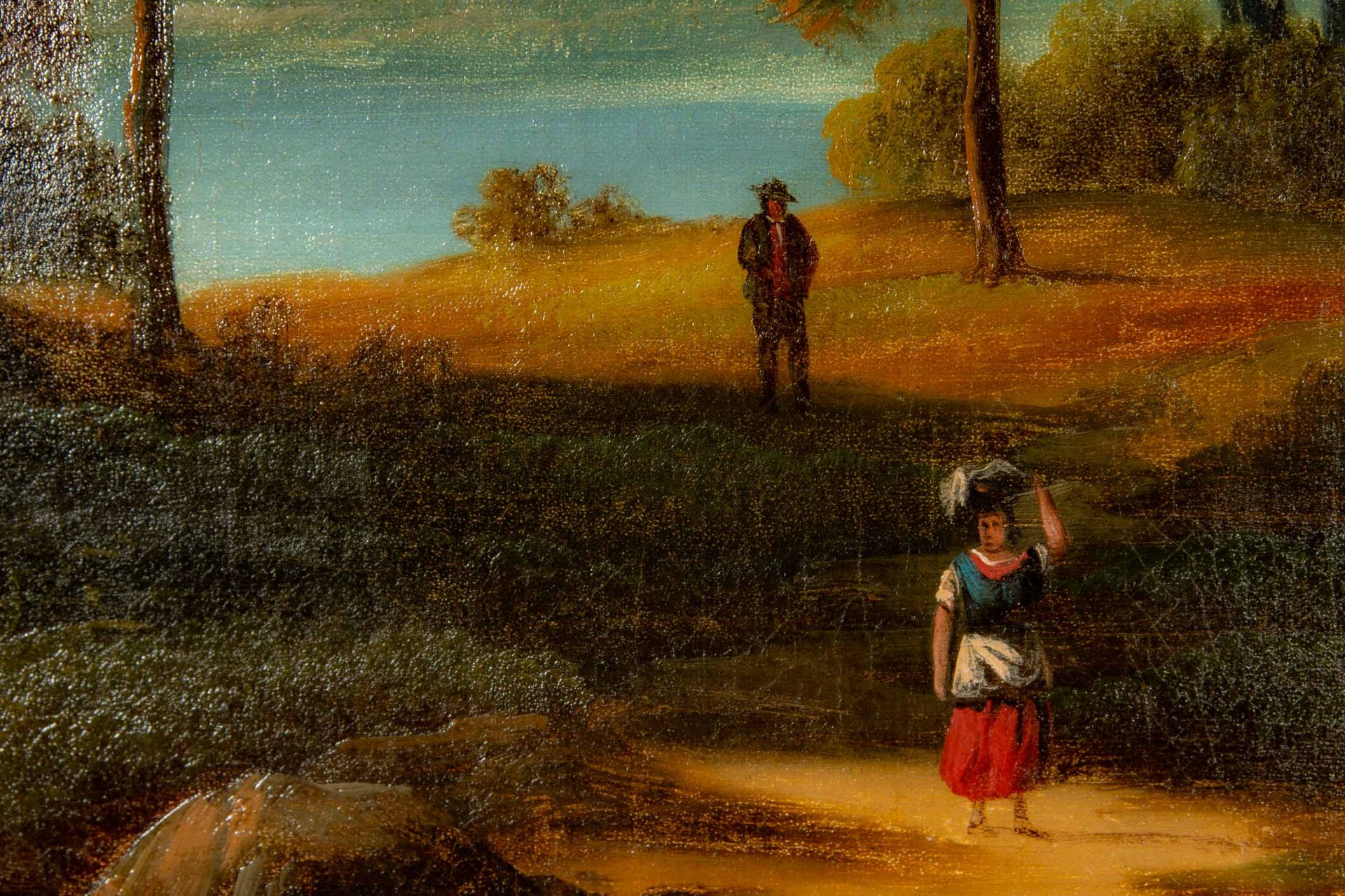 "Spätromantische Voralpenlandschaft", 19. Jhdt., Gemälde Öl auf Leinwand, ca. 67 x 91 cm. Unsignier - Bild 10 aus 11