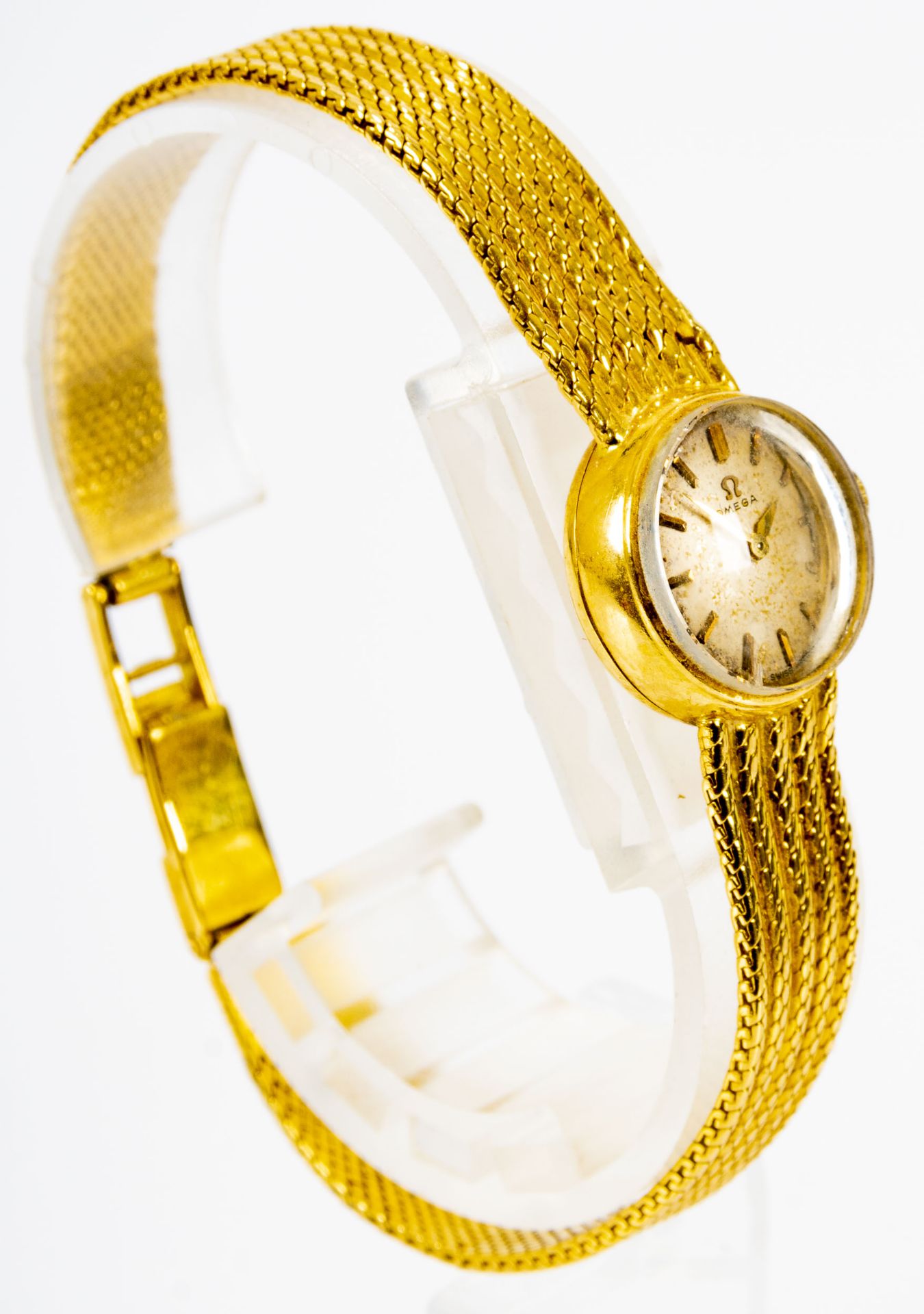 Schmuckvolle OMEGA Damenarmbanduhr der 1950er/ 60er Jahre an orig. Omega- Gliederarmband mit Faltsc - Image 3 of 13