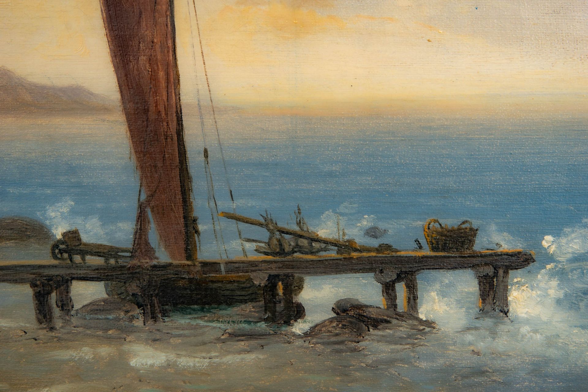 "Morgenstund ved Öresund", großes Gemälde des Axel Schovelin= Axel Thorsen Schovelin ( Kopenhagen 1 - Bild 8 aus 11