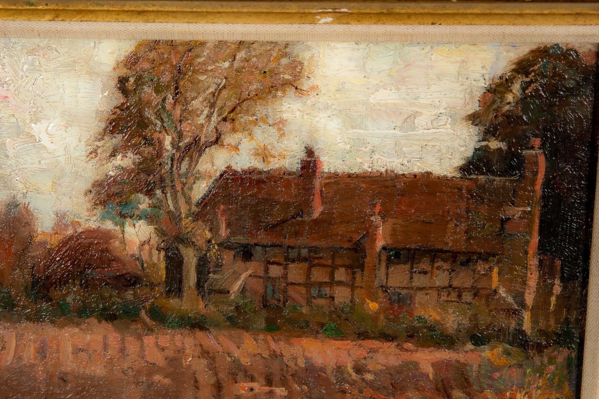 "OLD COTTAGE..." near Guildford/ Surrey; Öl auf Platte, ca. 14,5 x 22 cm, unten links signiert & da - Image 3 of 6