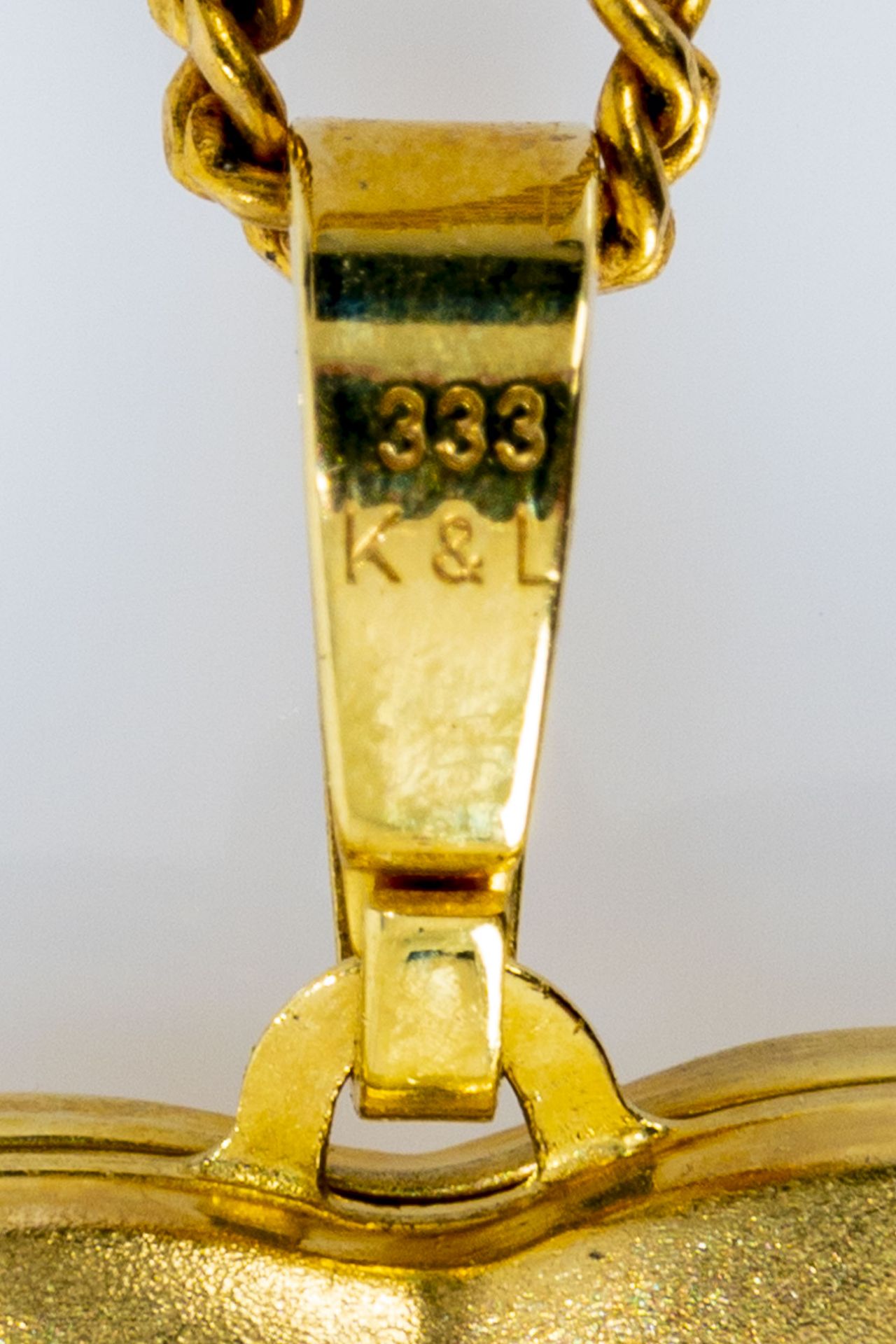 14 kt. Gelbgold - Gliederkette mit "Herz"- Anhänger aus 333er Gelbgold, das zu öffnende Herz mit Pl - Image 7 of 8