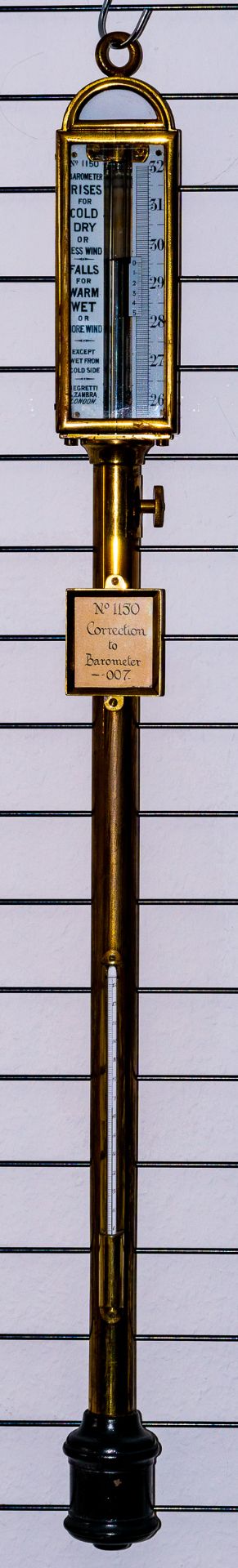 Antikes, englisches STICKBAROMETER von "Negretti & Zandra", No. 1150, Länge ca. 95 cm, wohl Ende 19