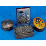 4tlg. Sammlung verschiedener Objekte aus 925er Sterlingsilber: 3 Pillendosen & 1 Tischbild. Versch.