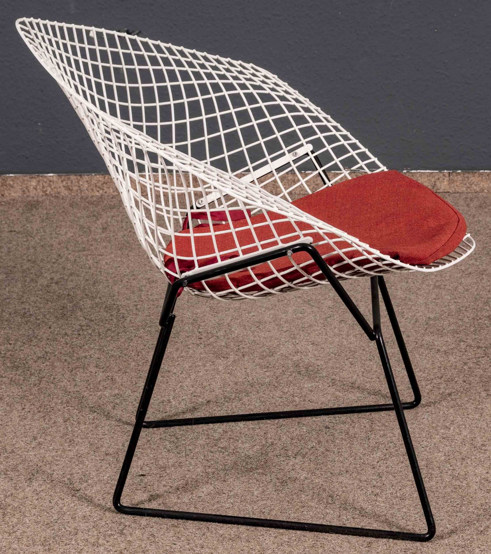 "DIAMOND" - Sessel, Entwurf Harry BERTOIA ( 1915 - 1978), Ausführung Knoll International. Weiß besc - Bild 5 aus 7