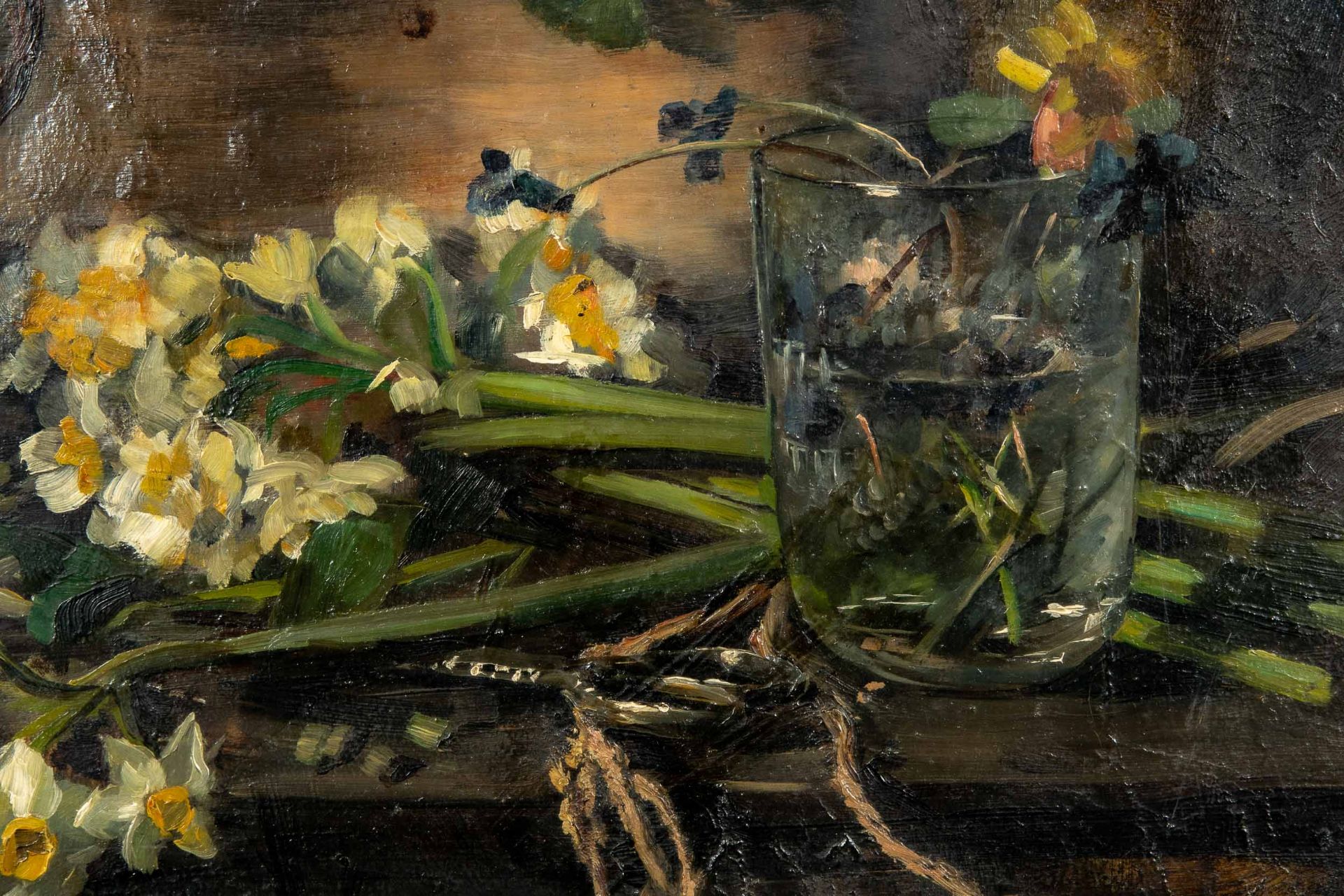 Blumenstilleben, Gemälde Öl auf Spanplatte; unsignierte akademische Malerei, 2. Hälfte 20. Jhdt., c - Image 6 of 8