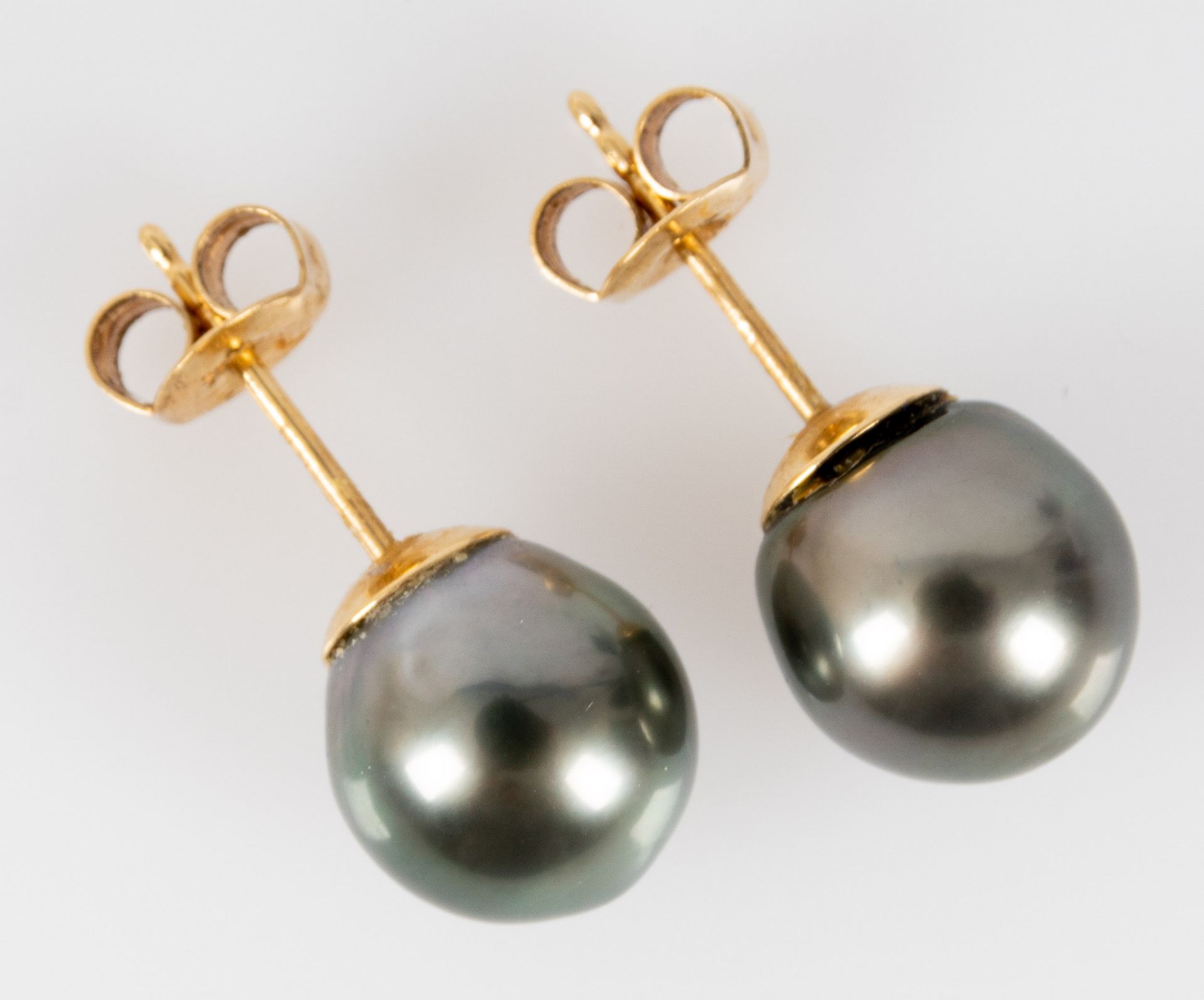 Paar "PERLFEKT-Tahiti-Zuchtperlen Ohrstecker in Tropfenform, die Perlen mit einem Durchmesser von c - Image 2 of 9