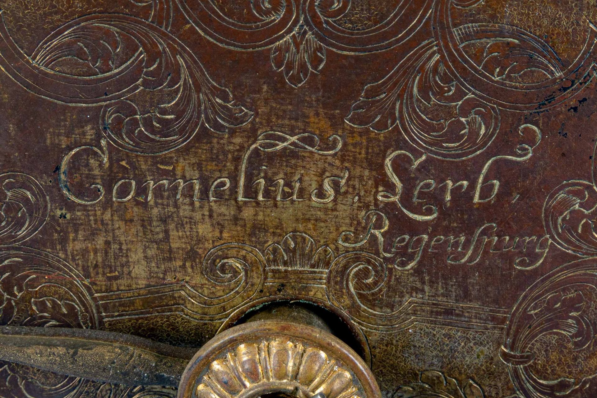 Antikes Standuhren-Uhrwerk, auf dem Ziffernblatt bez.: "Cornelius Lerp Regenspurg". 2. Drittel 18.  - Bild 8 aus 12