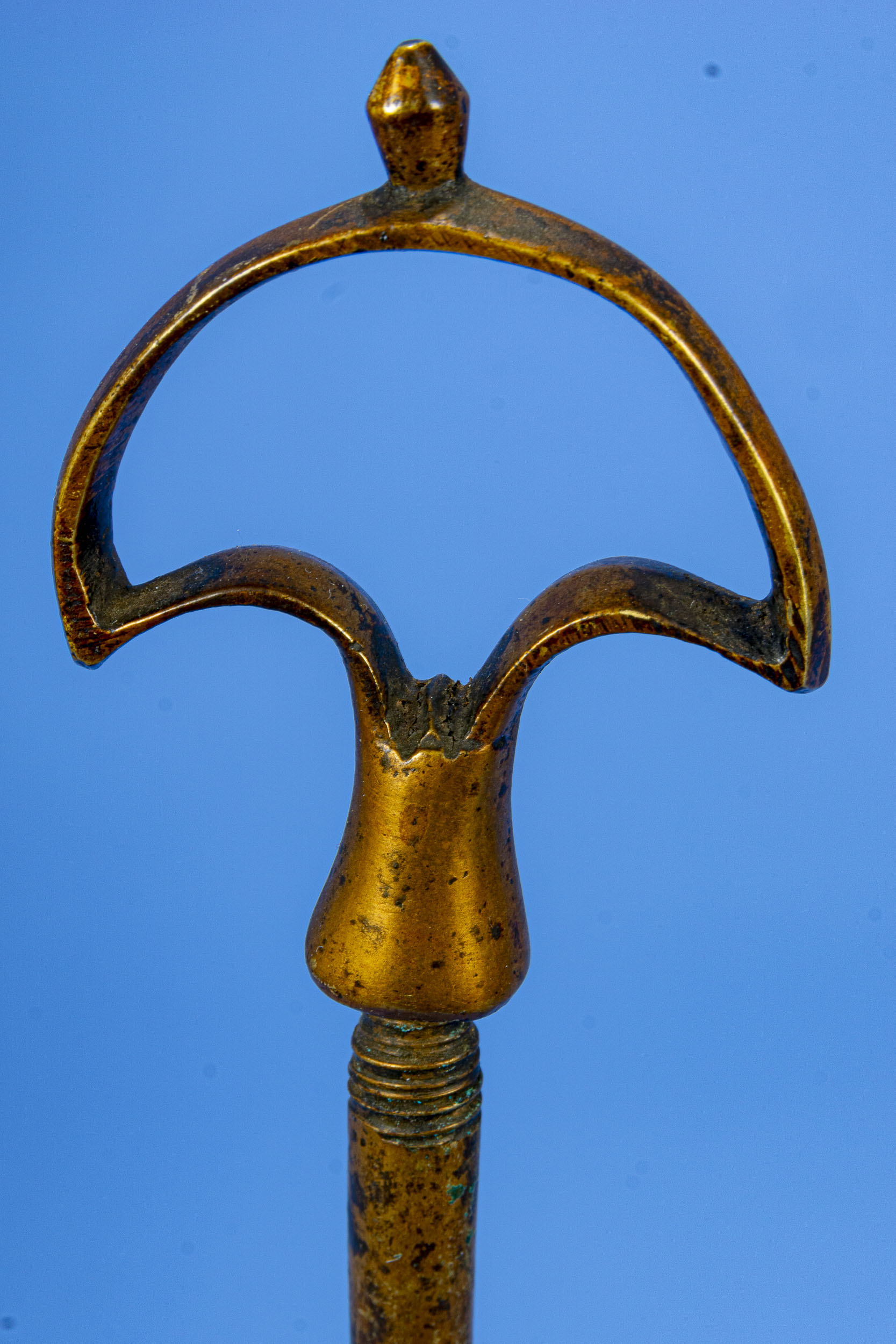 Antike 3flammige Öllampe, Messing, 1. Hälfte 19. Jhdt.; höhenverstellbares, 3flammiges Leuchterelem - Image 3 of 8