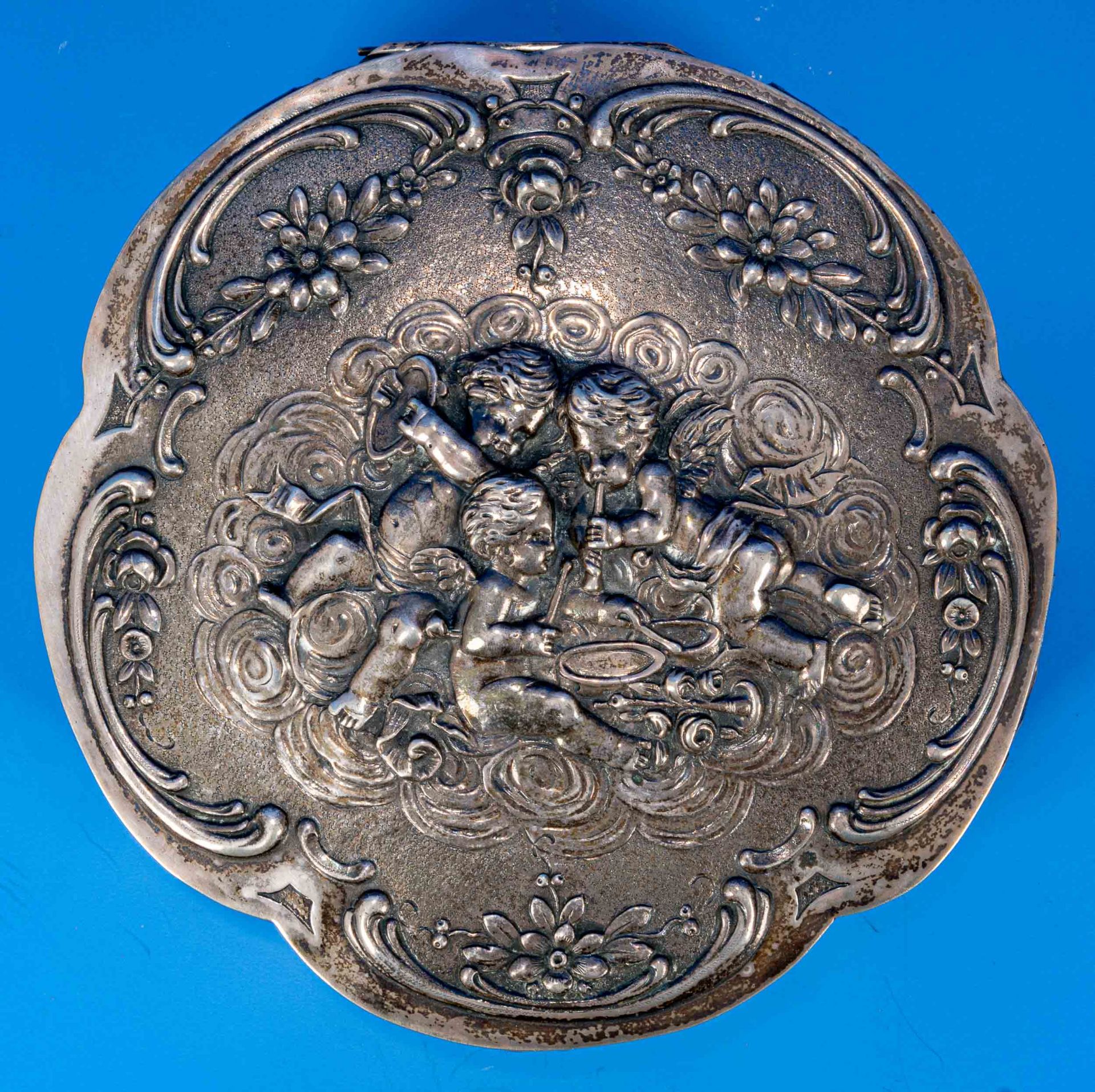 Große fünffach gebauchte Deckelschatulle, 800er Silber massiv mit sehr schön erhaltener Innenvergol - Bild 2 aus 7