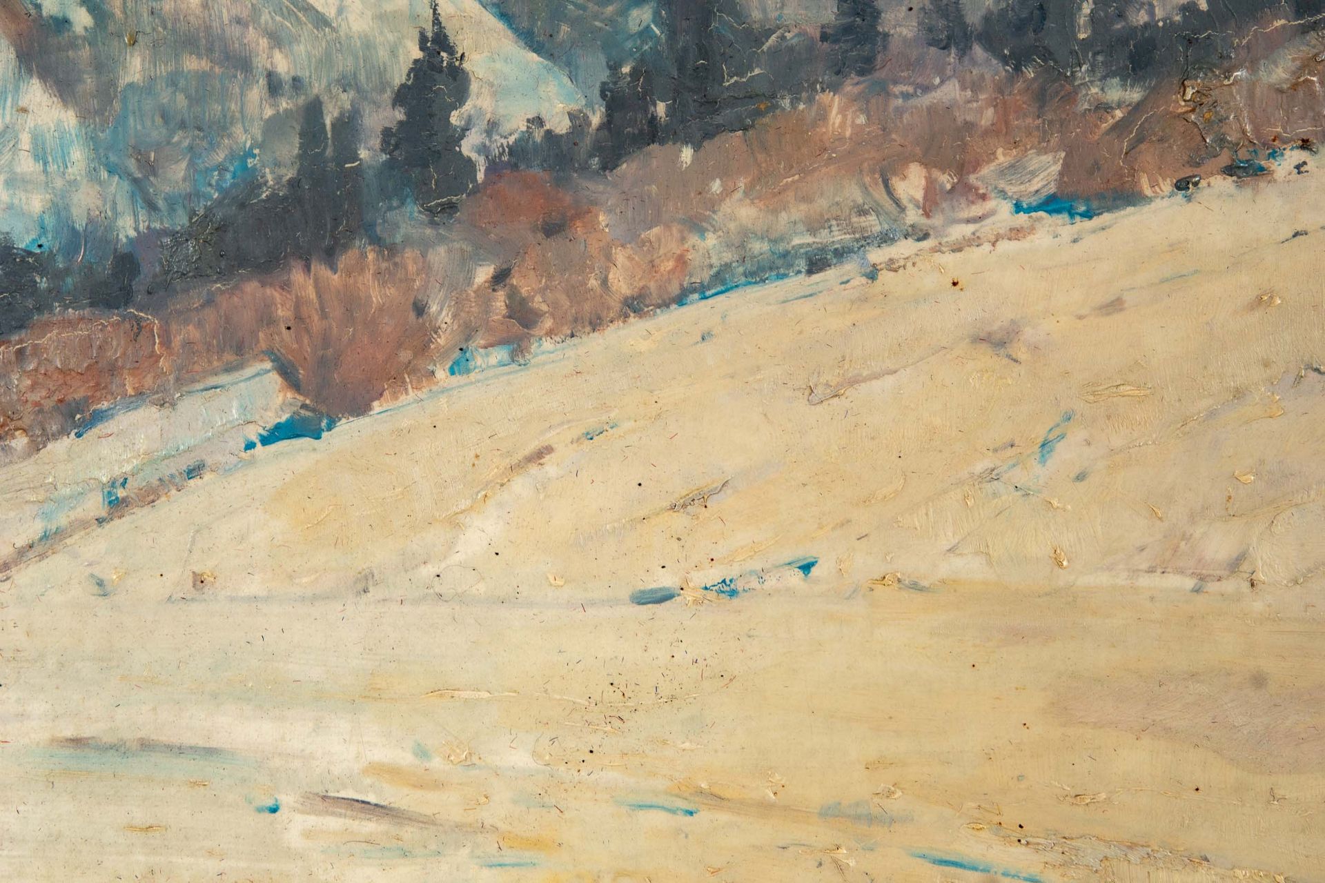 "Alpine Schneelandschaft", Öl auf Schichtholzplatte, unten links sign.: Jos. Uhl, 1932 datiert. Jos - Image 6 of 10
