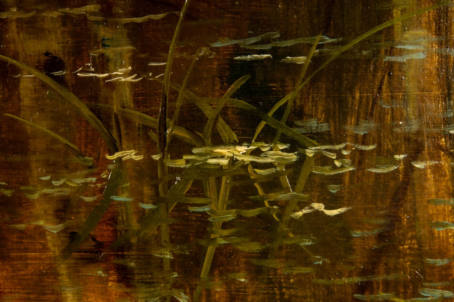 "Sommerlicher Weiher", Gemälde Öl auf Leinwand, ca. 46 x 82 cm, unten links signiert: T. Hines = Th - Image 10 of 16