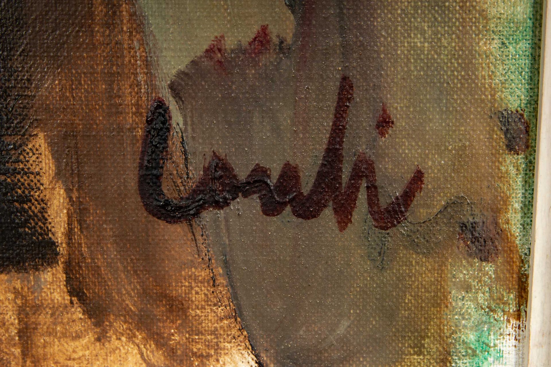"CLOWN" Gemälde Öl auf Leinwand, ca. 60 x 50 cm, unten rechts undeutlich signiert: "Louli" oder s - Image 8 of 8