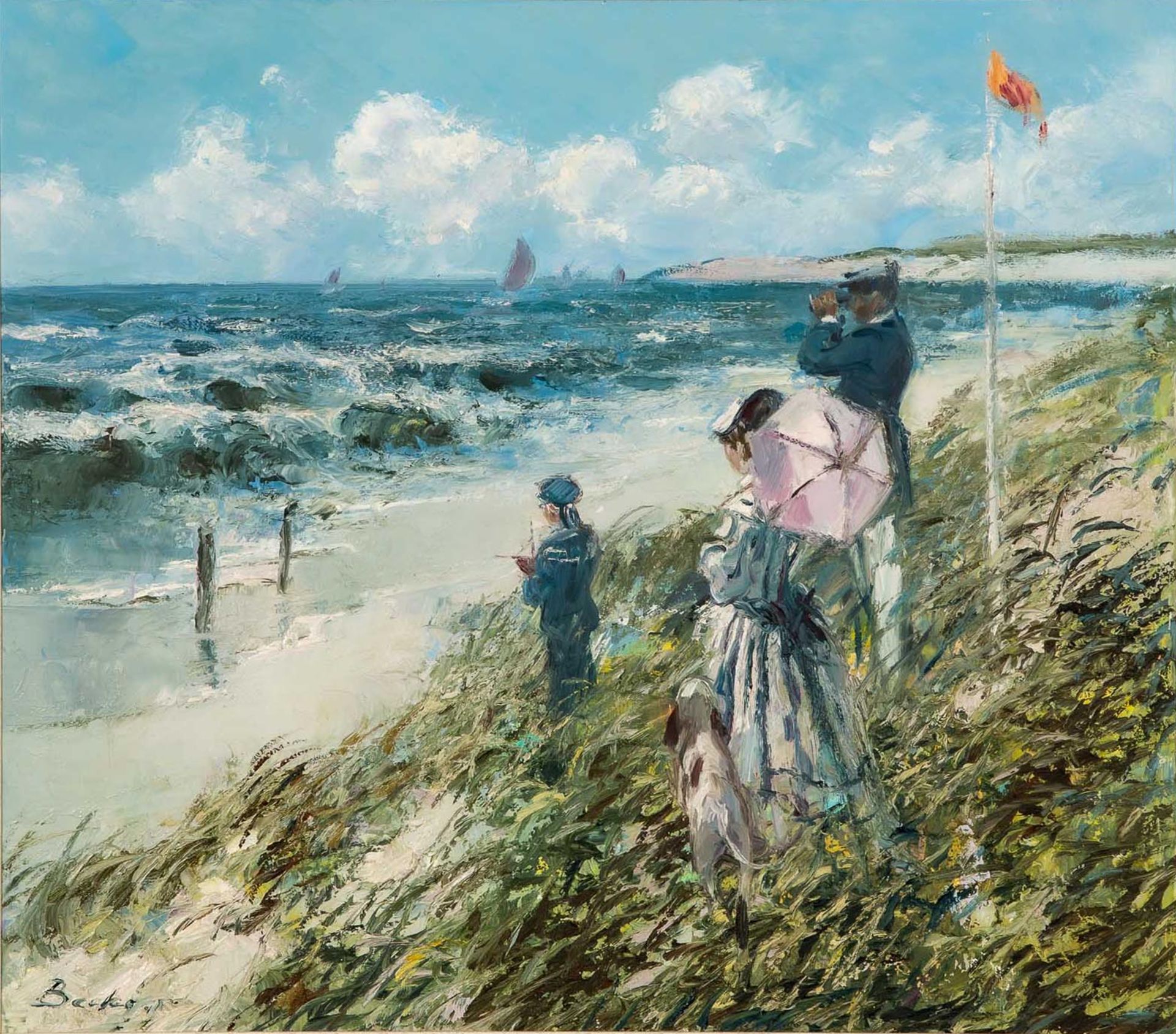 "Blick in die Ferne". Gemälde Öl auf Leinwand, ca. 70 x 80 cm, unten links signiert: "Becker", akad - Image 2 of 9