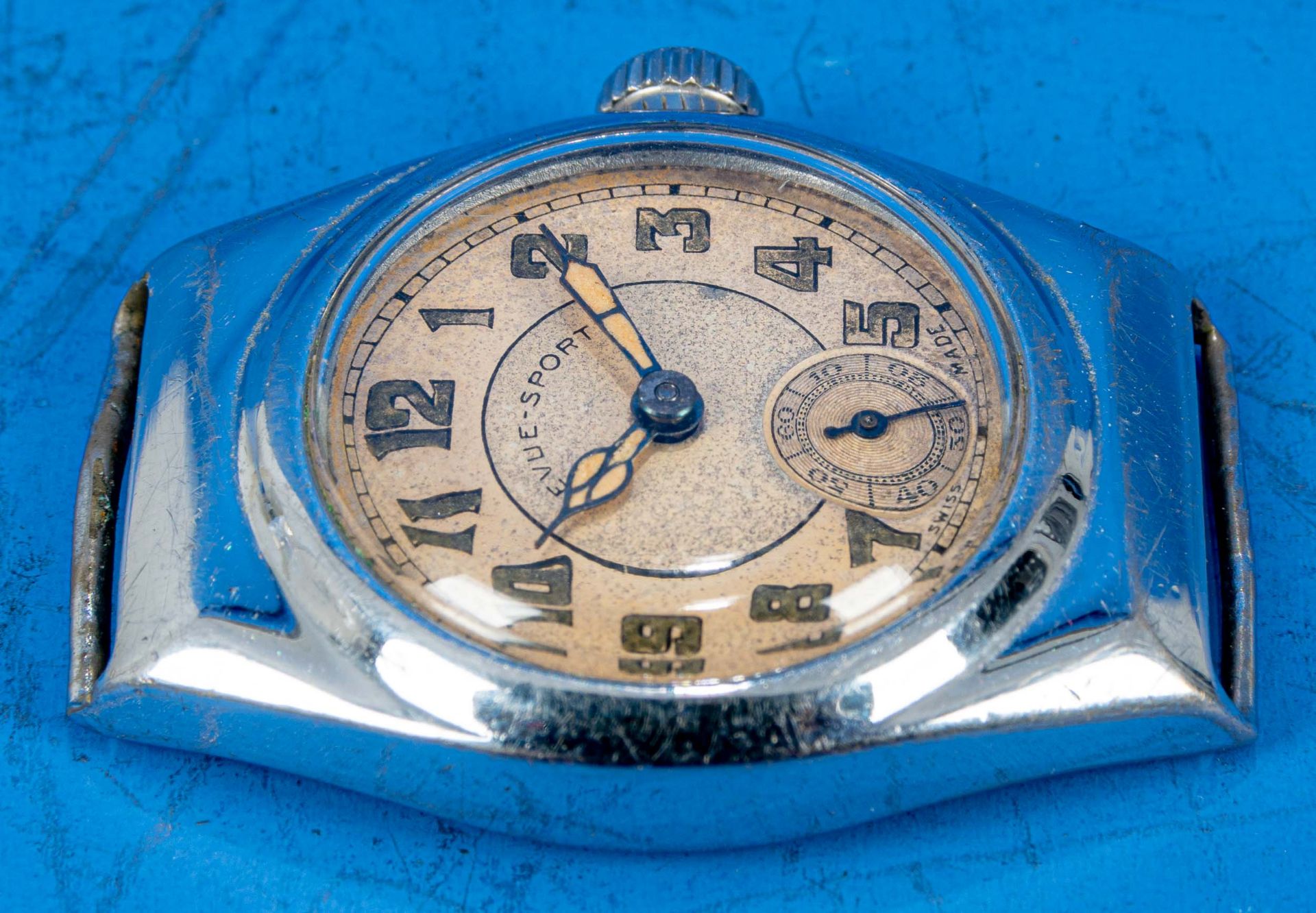 "REVUE SPORT" Unisex Armbanduhr, Stahlgehäuse, wohl 1930er Jahre, Gehäusedurchmesser ca. 28 mm, ara - Bild 4 aus 5