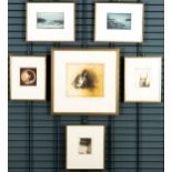 6 tlg. Sammlung verschiedener ( teilweise in Passepartout) hinter Glas gerahmter Farblithographien