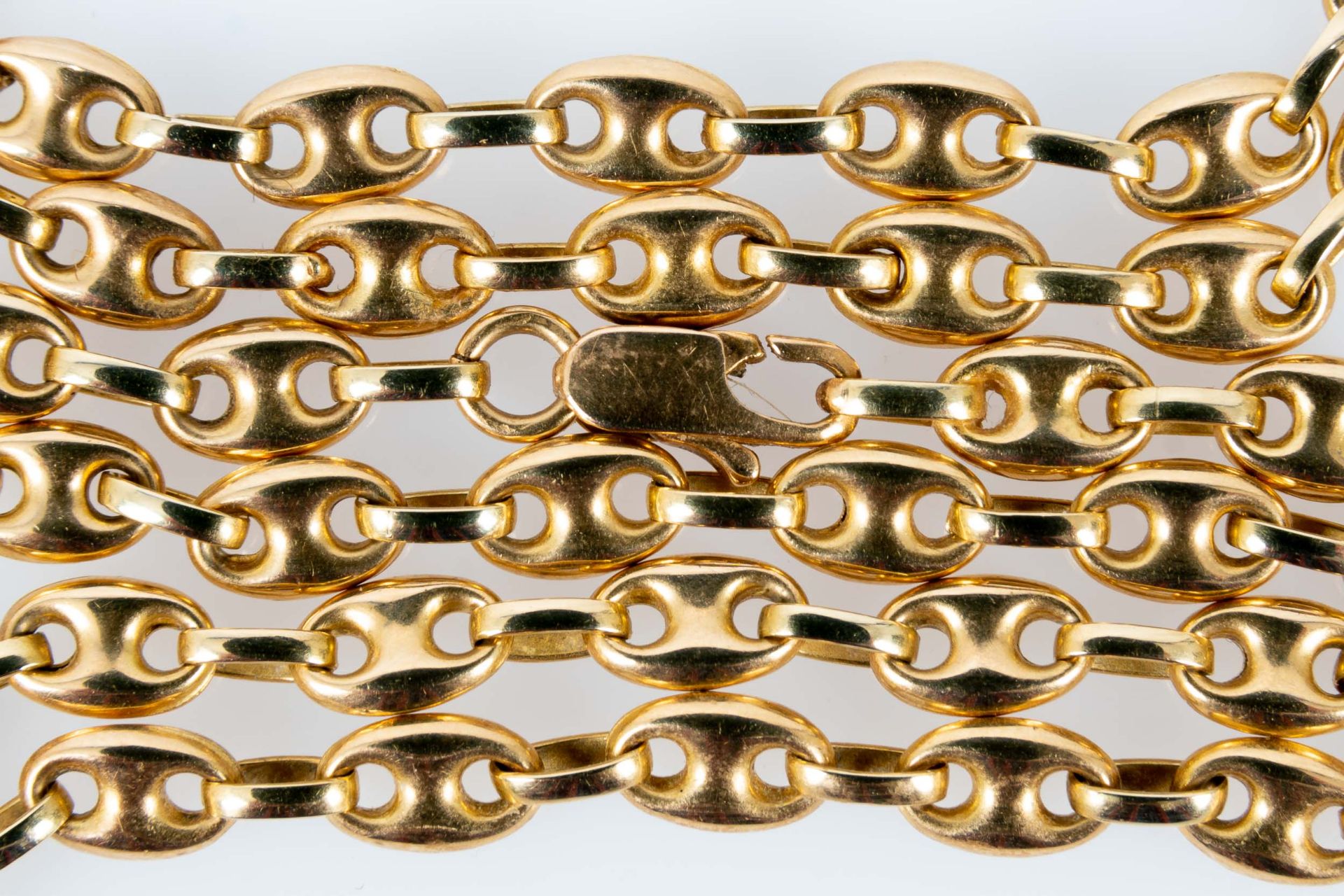 Elegante Gliederkette/ Halskette, Länge ca. 52 cm, ca. 12 gr. 585er Gelbgold, mit Karabinerverschlu - Bild 2 aus 2