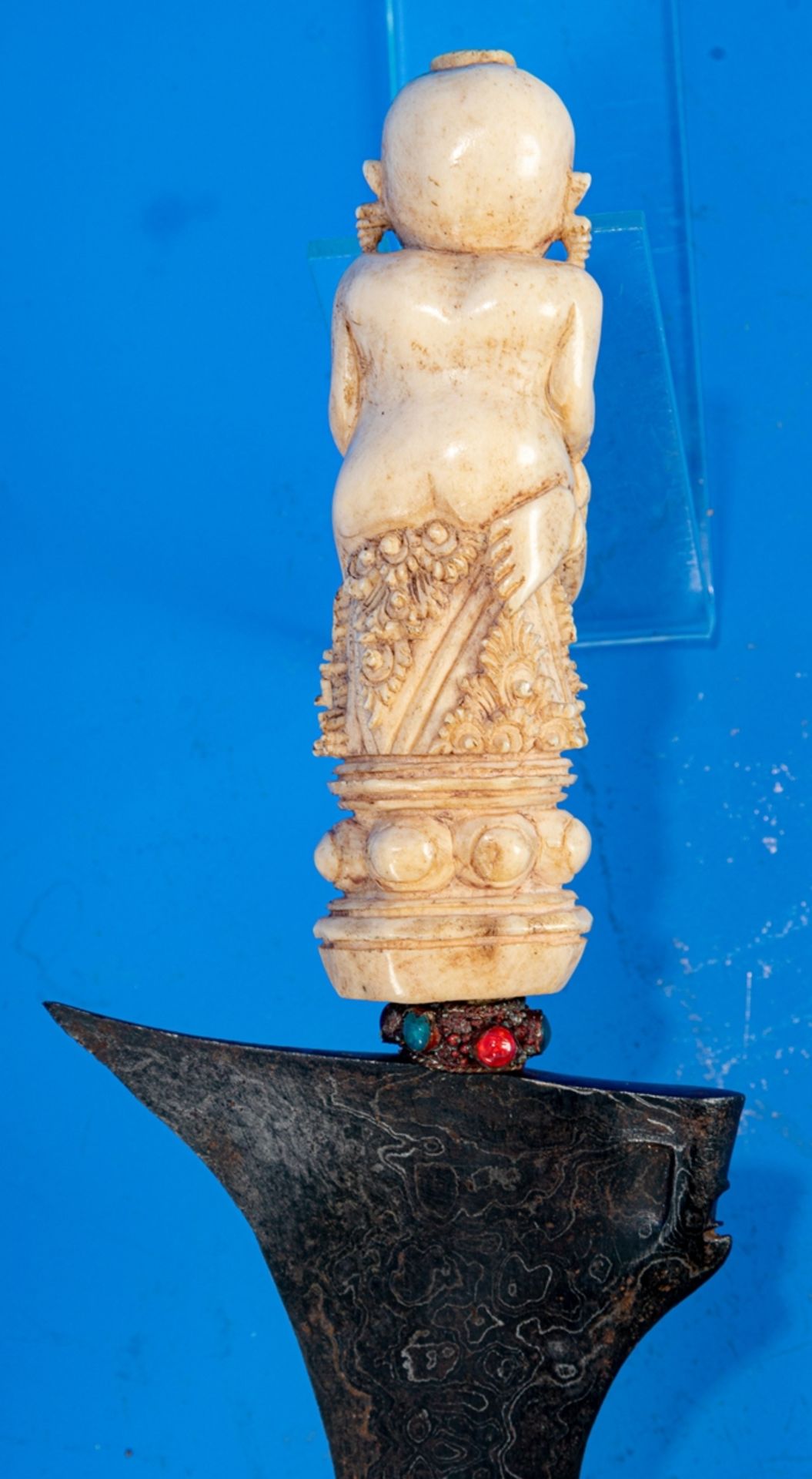 Alter Dolch, einem "Kris" ähnelnd, Indonesien/ Sumatra; damaszierte Stahlklinge, Griffstück in Form - Image 4 of 8