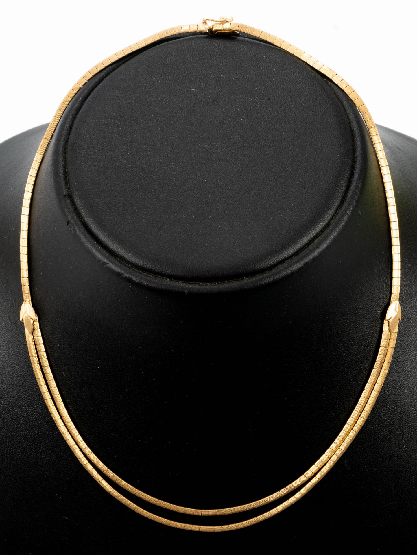 Elegantes 14 kt. Gelbgold Collier, ein- bzw. zweisträngig gearbeitete Halskette aus beweglichen, mi