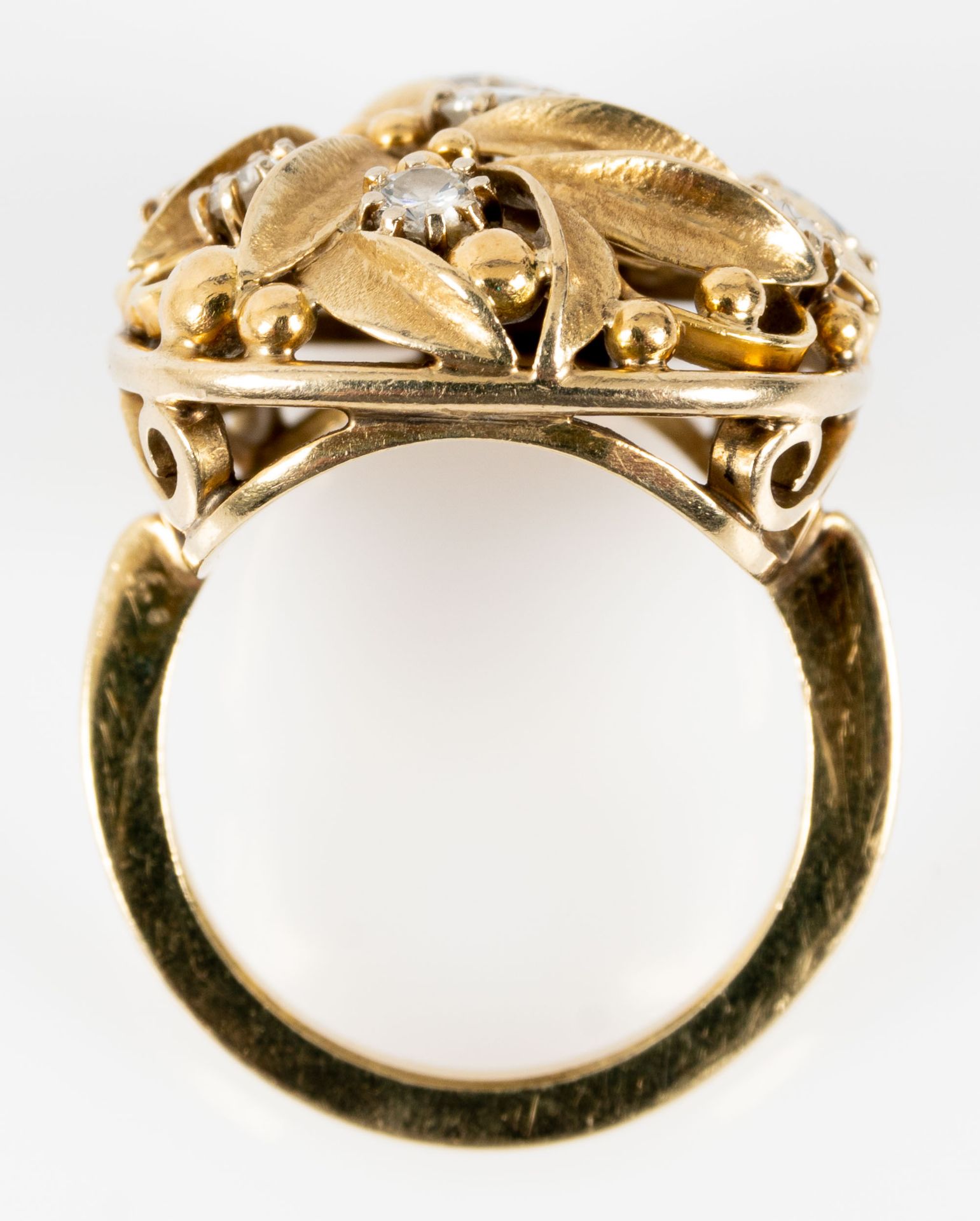 Prachtvoller Damenring in 585er Gelbgold, sogen. "Blütennest" - Ring, rechteckig, mit üppigem, flor - Bild 5 aus 7