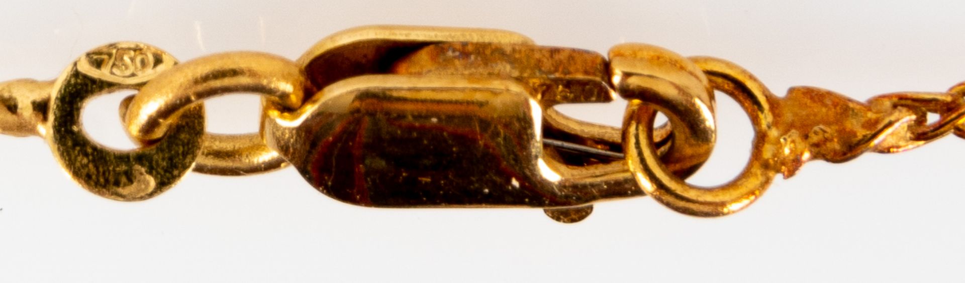 Zarte 18 kt. Gelbgold- Halskette mit Sicherheitsverschluss & Kettenanhänger ( Länge ca. 18mm) mit e - Image 4 of 4