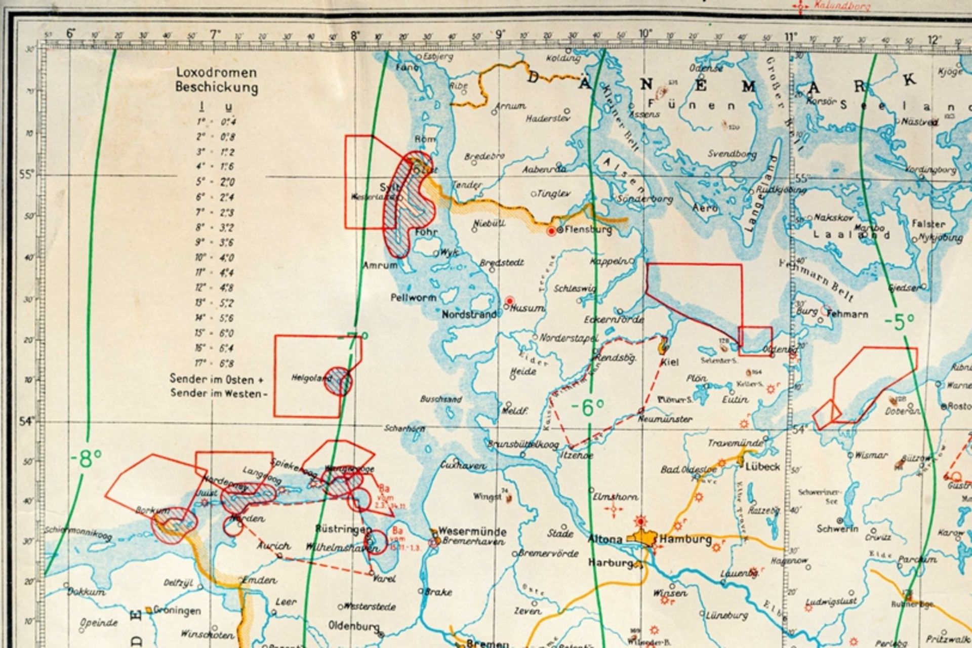 "LUFTNAVIGATIONSKARTE" der deutschen Luftwaffe um 1938; ca. 54,5 x 67 cm, Erhaltungsmängel, Randsc - Image 8 of 11