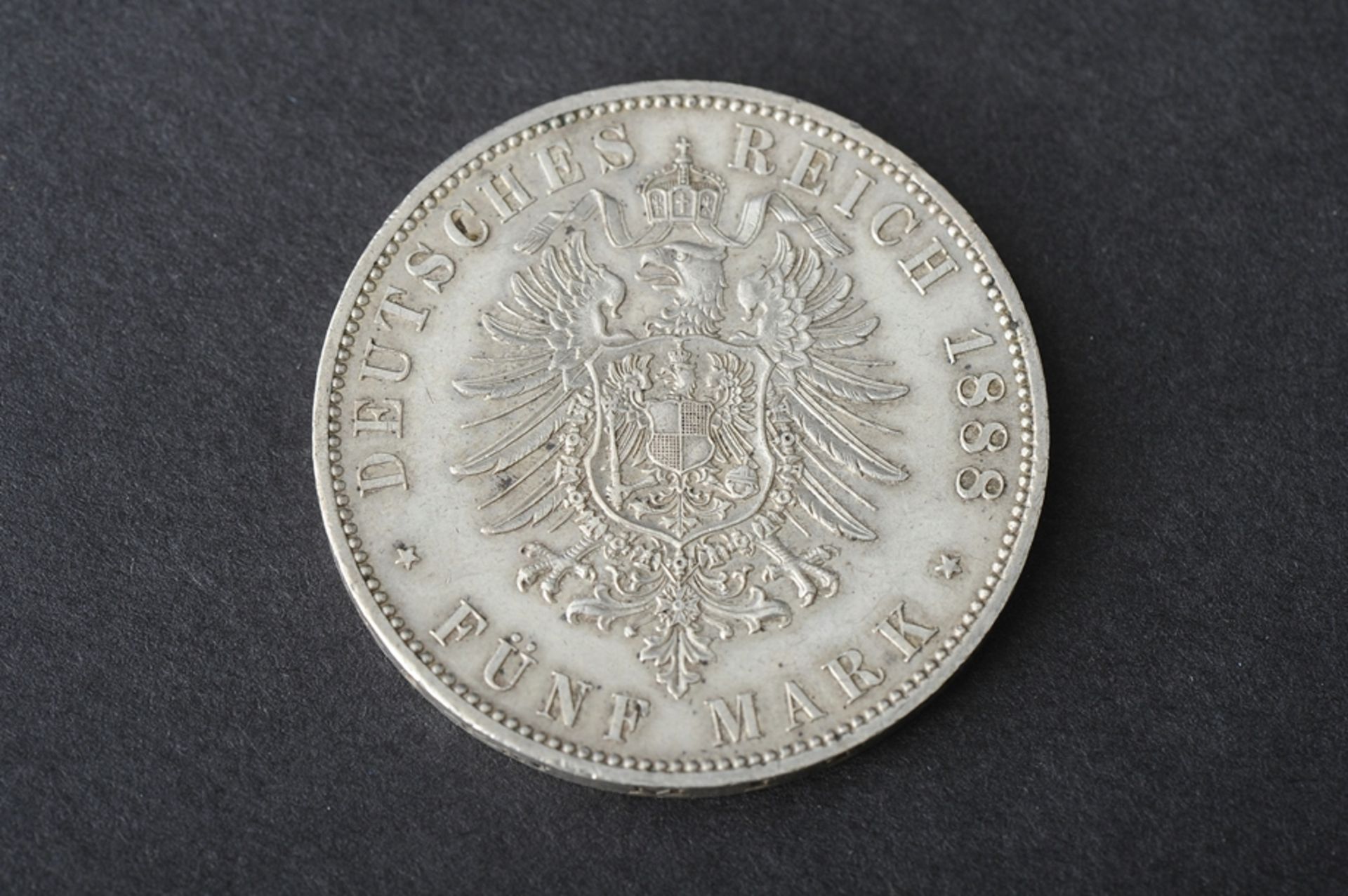 5 Reichsmark, Preussen, 1888; Silber, Buchstabe A (ss). - Bild 2 aus 3