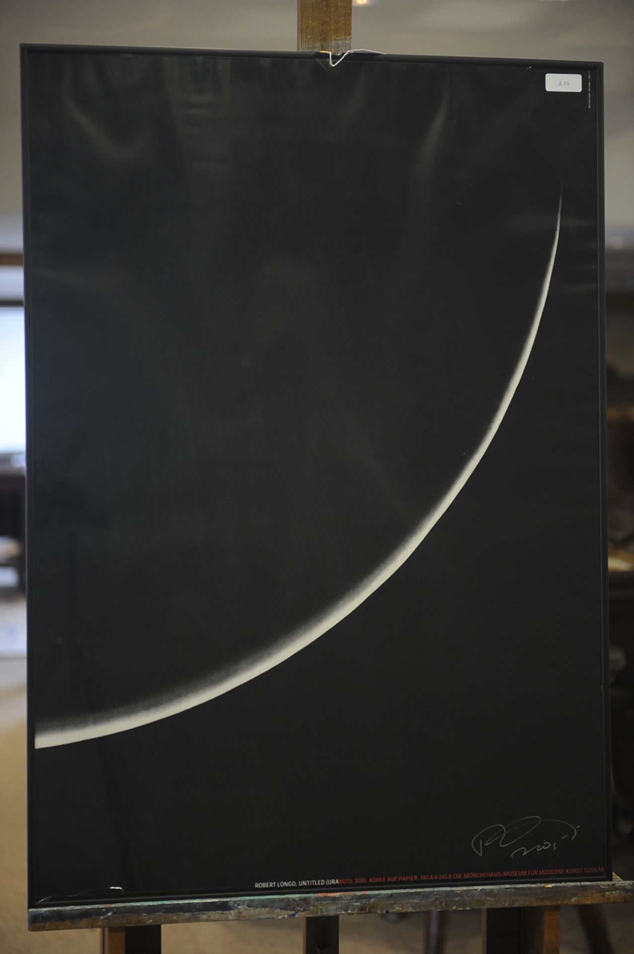 "Untitled/URANUS" - hinter Glas gerahmter Plakatdruck nach einer Papierarbeit des Robert Longo (geb