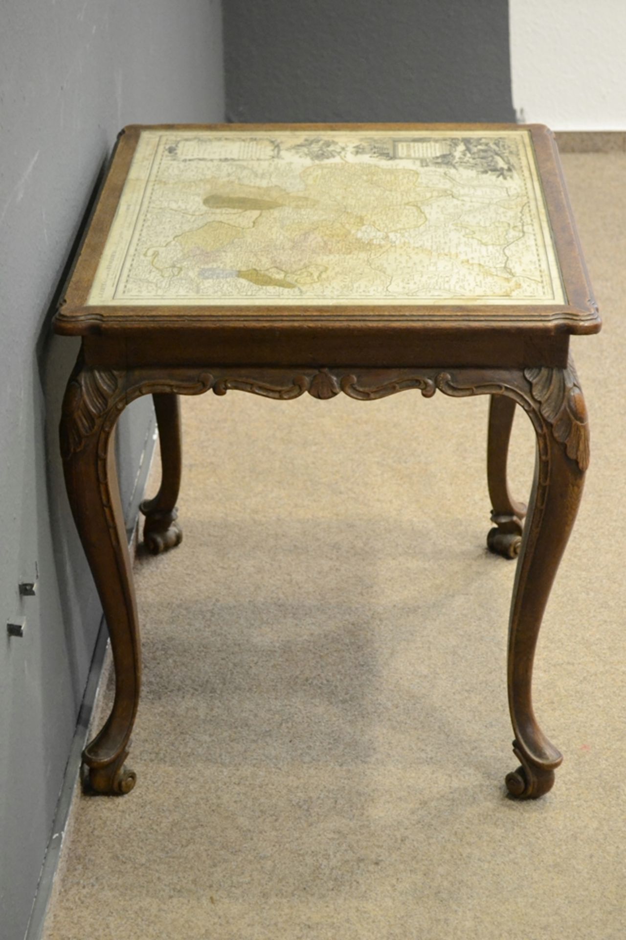 Antiker "Graphiktisch" - in barocker Manier geschnitztes Eichenholztischgestell des frühen 20. Jhdt - Image 6 of 8
