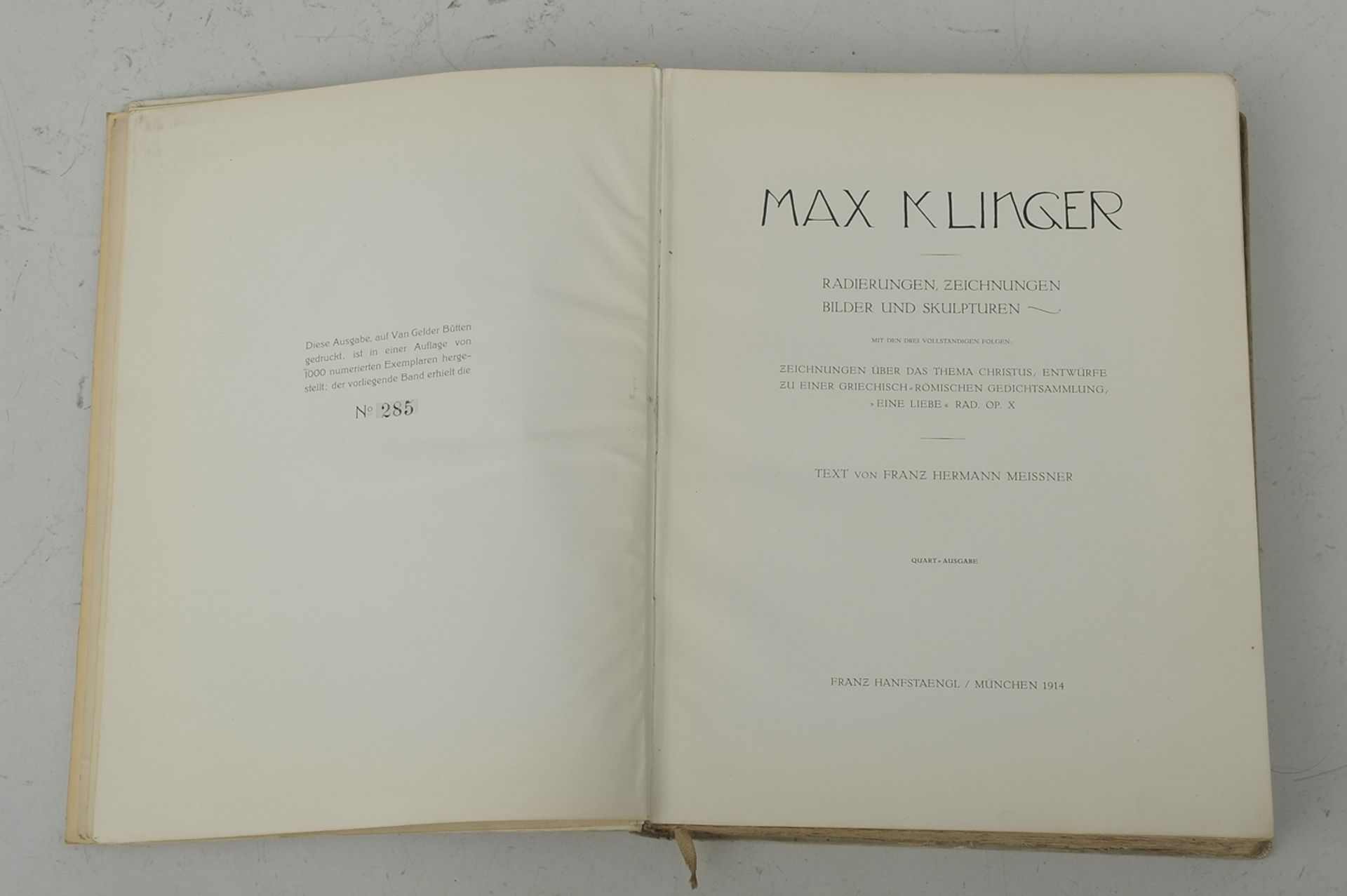 "MAX KLINGER - Radierungen, Zeichnungen, Bilder und Skulpturen" , Quart - Ausgabe, Hanfstengel, Mün - Image 2 of 7