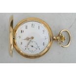 Schwere 585er Gelbgold Herrentaschenuhr, verglastes Uhrenwerk (!), 3 Deckel Gold,. Gehäusedurchmess