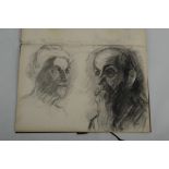 Antike Skizzenmappe eines unbekannten Kunststudenten, Portrait- und Aktzeichnungen, 1 x "1917" dati
