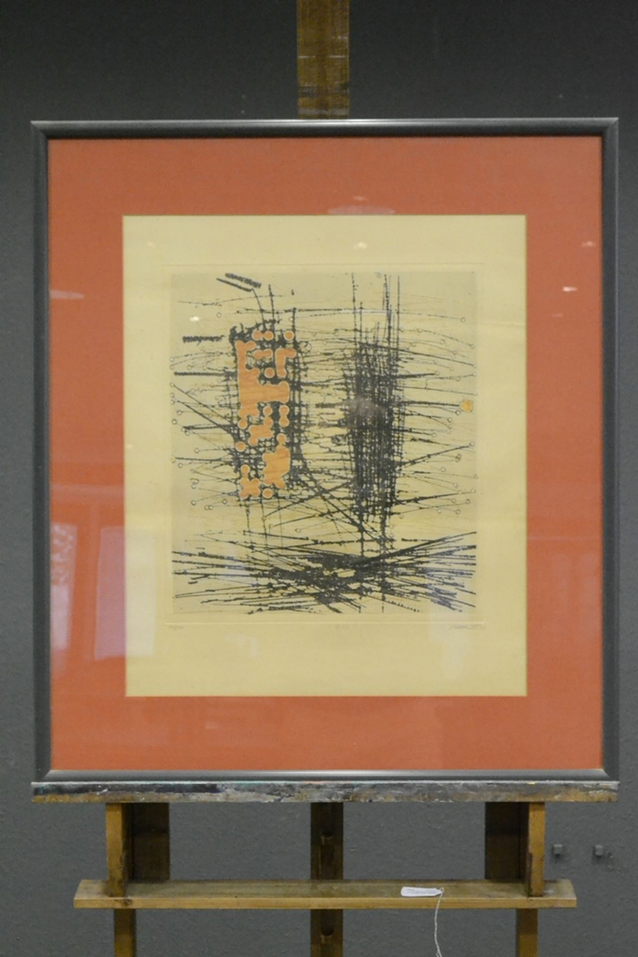 "Abstrakte Komposition" - hinter Glas gerahmte Lithographie, Blatt 114 aus einer limitierten Auflag