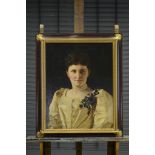 "Damenportrait mit Veilchen", unsigniertes Gemälde aus dem 1. Viertel des 20. Jhds, ca. 62 x 49 cm,
