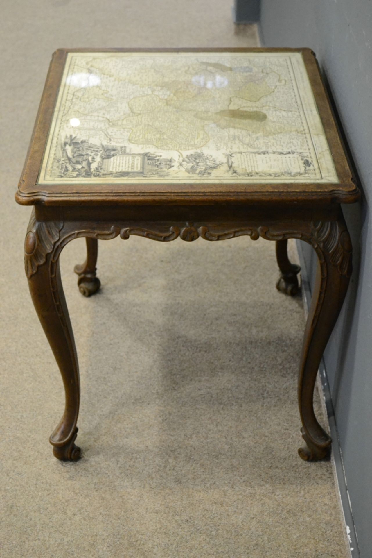 Antiker "Graphiktisch" - in barocker Manier geschnitztes Eichenholztischgestell des frühen 20. Jhdt - Image 8 of 8