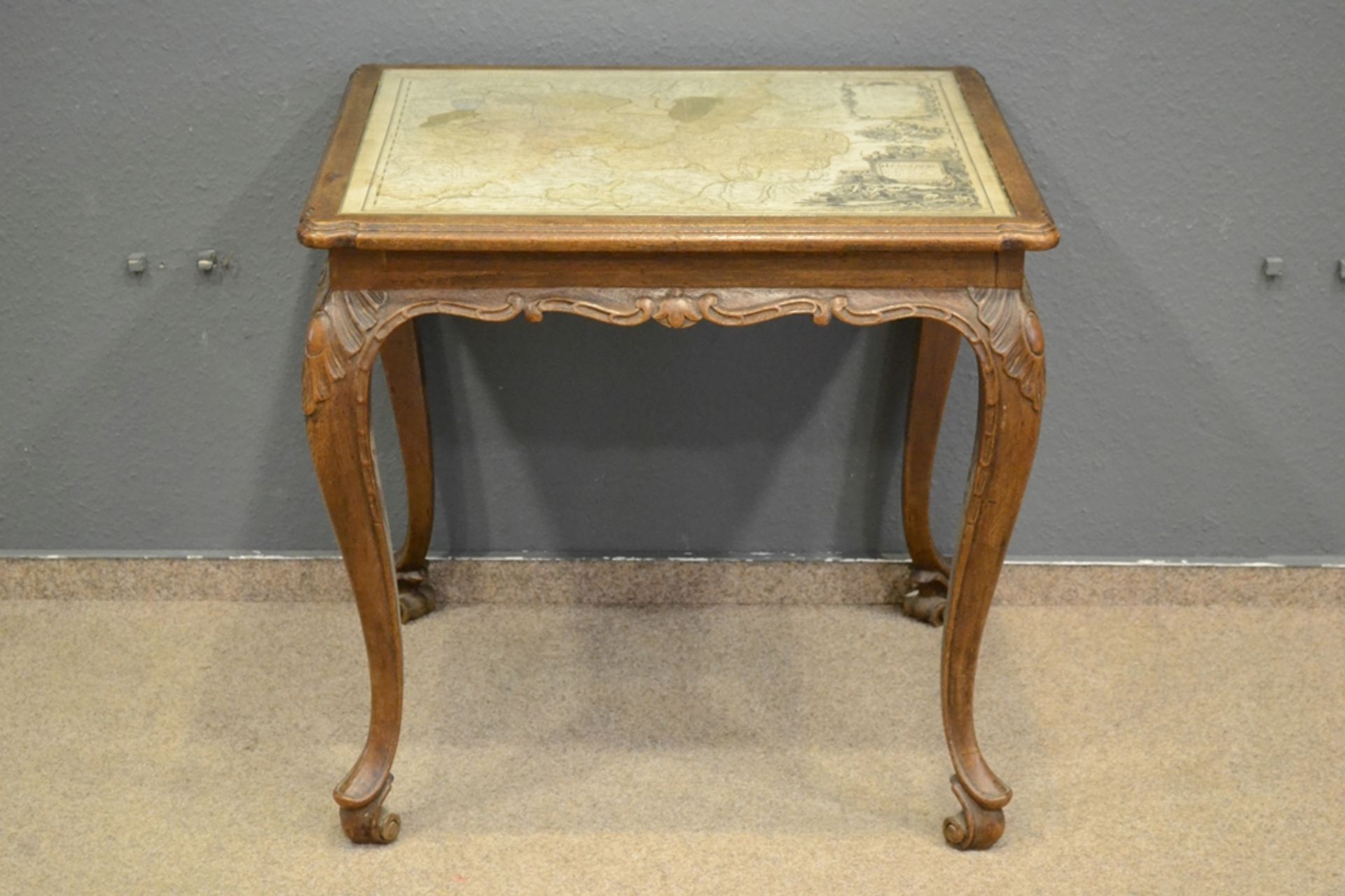 Antiker "Graphiktisch" - in barocker Manier geschnitztes Eichenholztischgestell des frühen 20. Jhdt