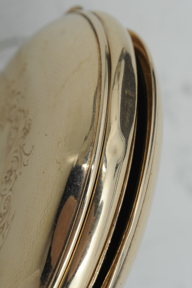 Antike Herrentaschenuhr, schweres 585er Gelbgoldgehäuse, Gehäusedurchmesser ca. 56mm, vergoldeter S - Image 15 of 17