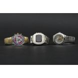 3 verschiedene Armbanduhren, 2 x Swatch und 1 x Fossil. Verschiedene Alter, Größen, Materialien und