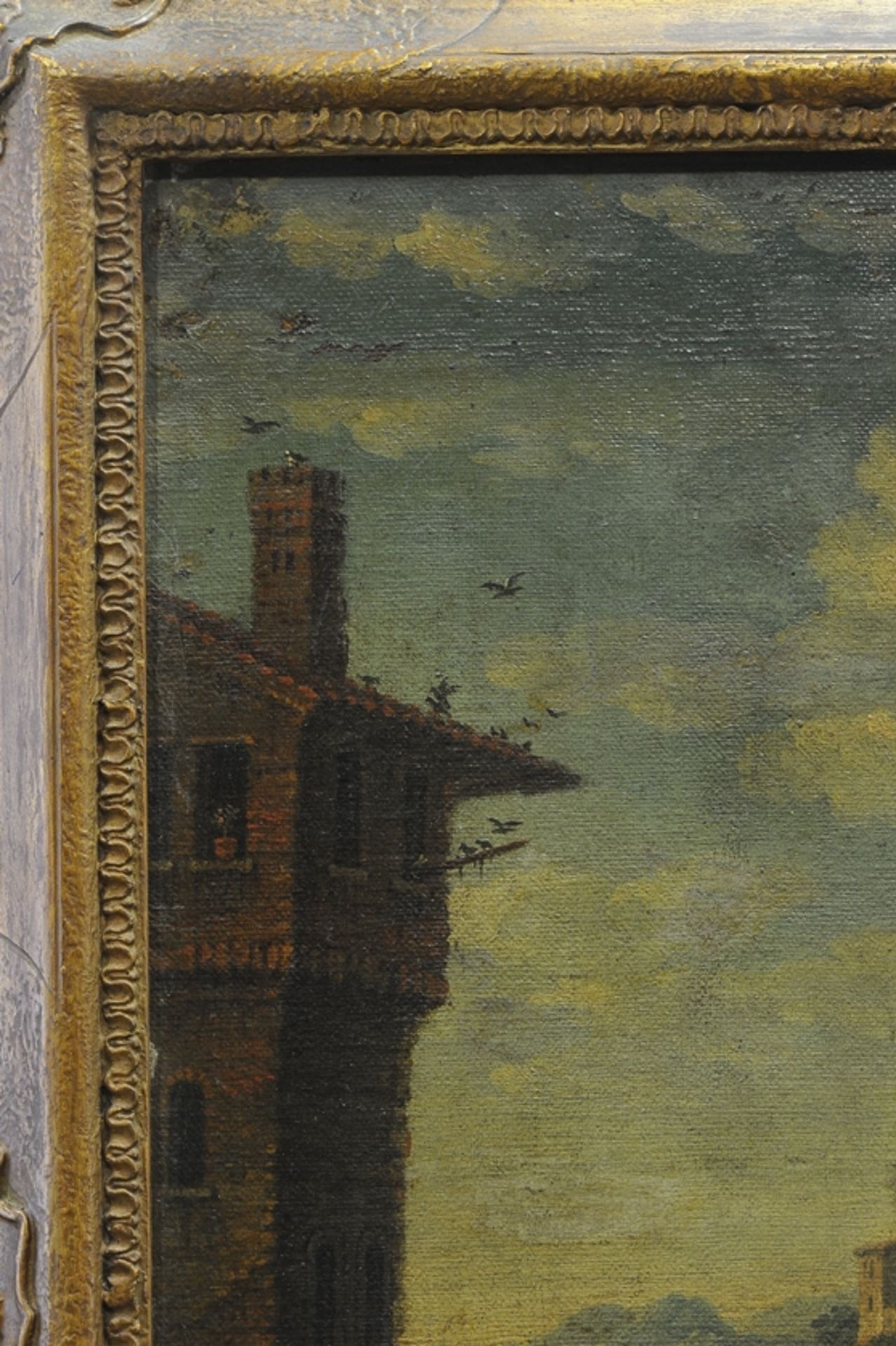 "Italienische Küstenlandschaft mit römischen Ruinen und reicher Figurenstaffage", Gemälde, Öl auf L - Image 7 of 10