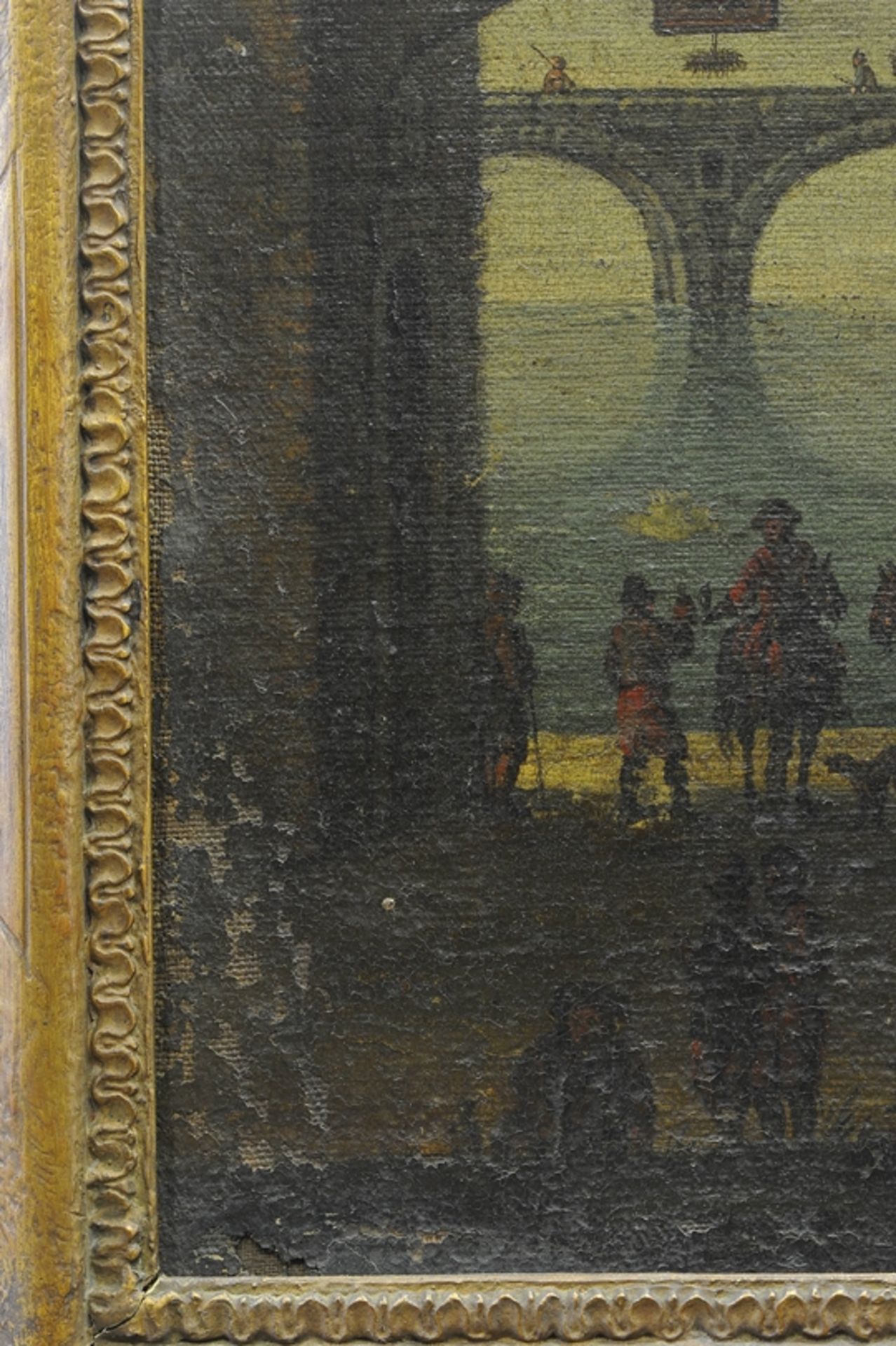 "Italienische Küstenlandschaft mit römischen Ruinen und reicher Figurenstaffage", Gemälde, Öl auf L - Image 6 of 10