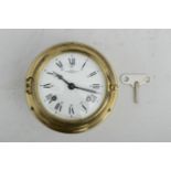 "WEMPE" Borduhr, mechanisches Uhrwerk, ungeprüft, Messinggehäuse, Durchmesser ca. 15 cm; guter, geb