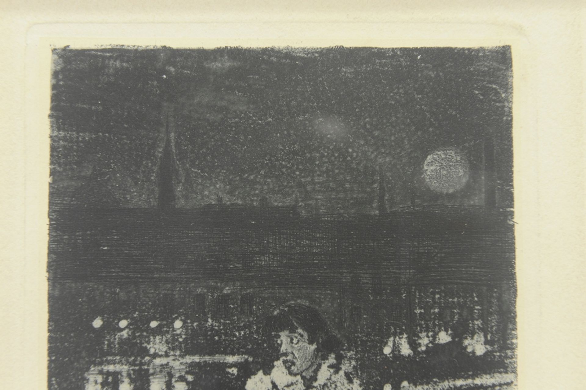 Original Radierung "Nacht 1895" des Heinrich ZILLE (1859-1929). Signiert und datiert; in Passeparto - Image 3 of 3