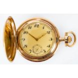 Sprungdeckel- Taschenuhr um 1920/ 30; hart vergoldet; Werk läuft an, wurde jedoch nicht auf Vollstä