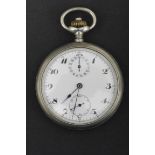 Antiker Taschenuhren - Chronograph, Nickelgehäuse, Werk ohne Funktion, Gehäusedurchmesser ca. 50 mm