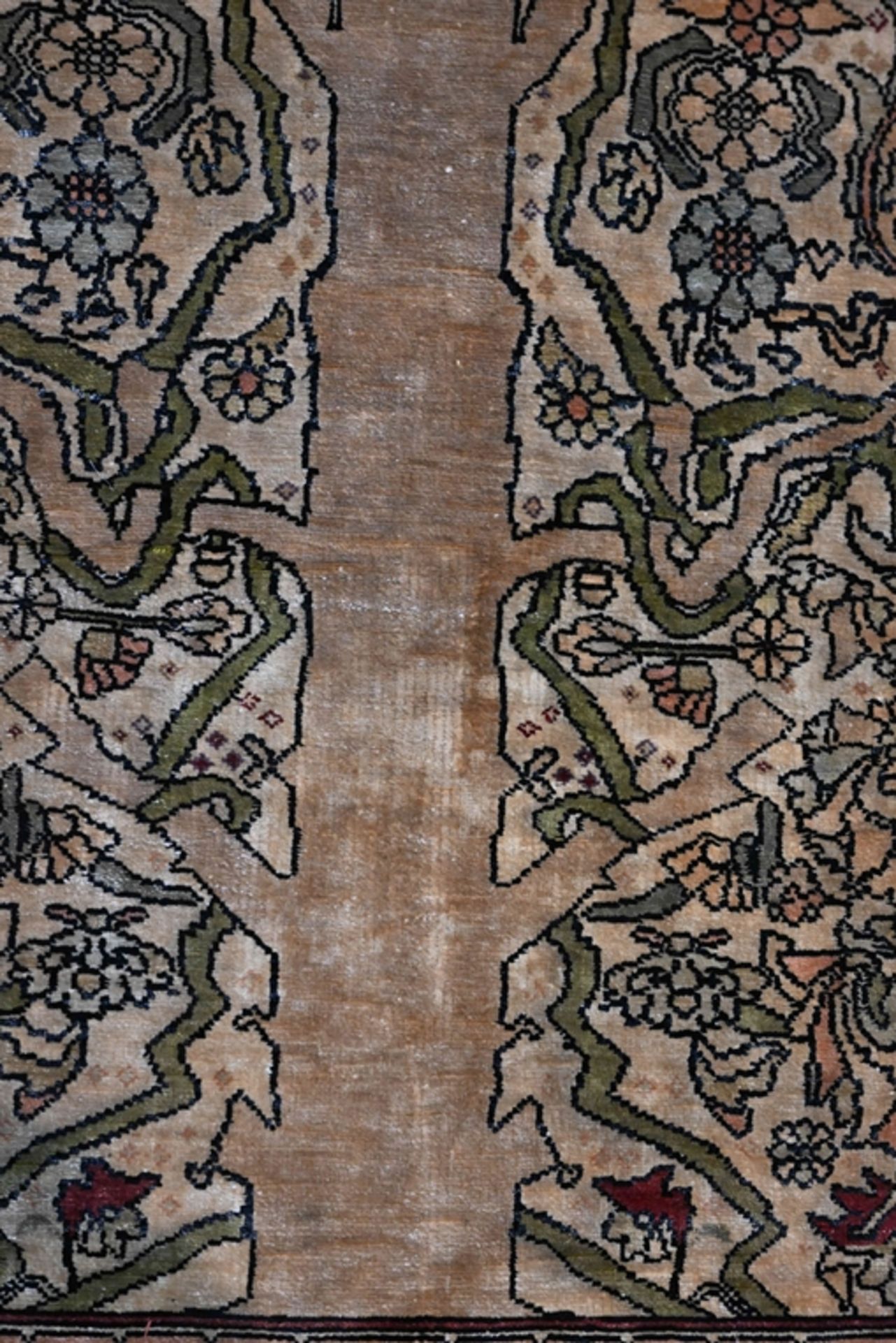 Ältere Seidenkayseri - Teppichbrücke/Gebetsteppich, ca. 54 x 77 cm. Schöner, ungereinigter Erhalt, - Bild 6 aus 7