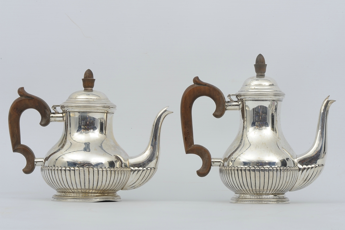 5teiliges Tee- und Kaffeeservice, 800er Silber massiv, bestehend aus Teekanne (Länge ca. 26 cm, ca. - Image 9 of 21