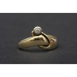 Zeitlos eleganter 585er Gelbgold-Damenring, ca. 6 gr. schwerer Ring mit Brillant von 0,05 ct., in